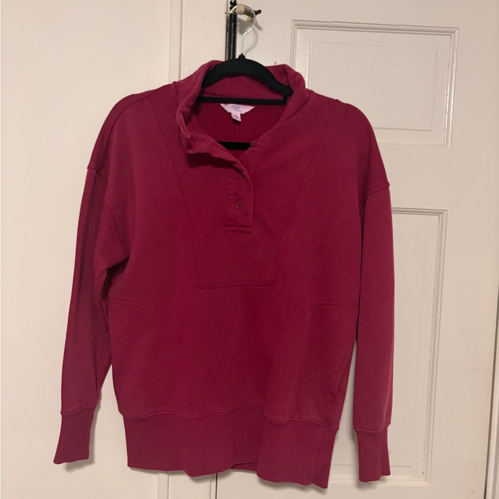 Women's Cranberry 4 Button Pullover Top
